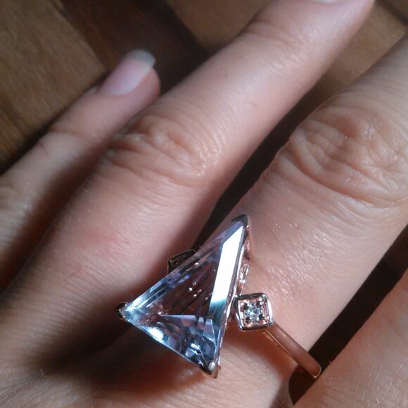 Rose De France Amethyst Moissanite Rose Gold over Sterling Silver Ring (Size 10) - Picture 4 of 12